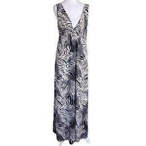 Natori Animal Print Zebra Sleeveless Stretch Long Maxi Dress size S
